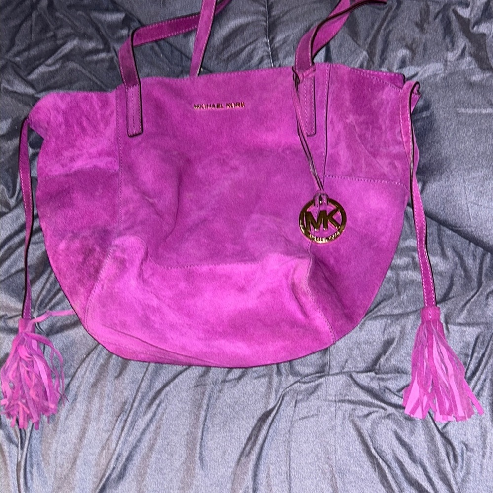 Michael Kors Pink Leather Tote with Gold Hardware